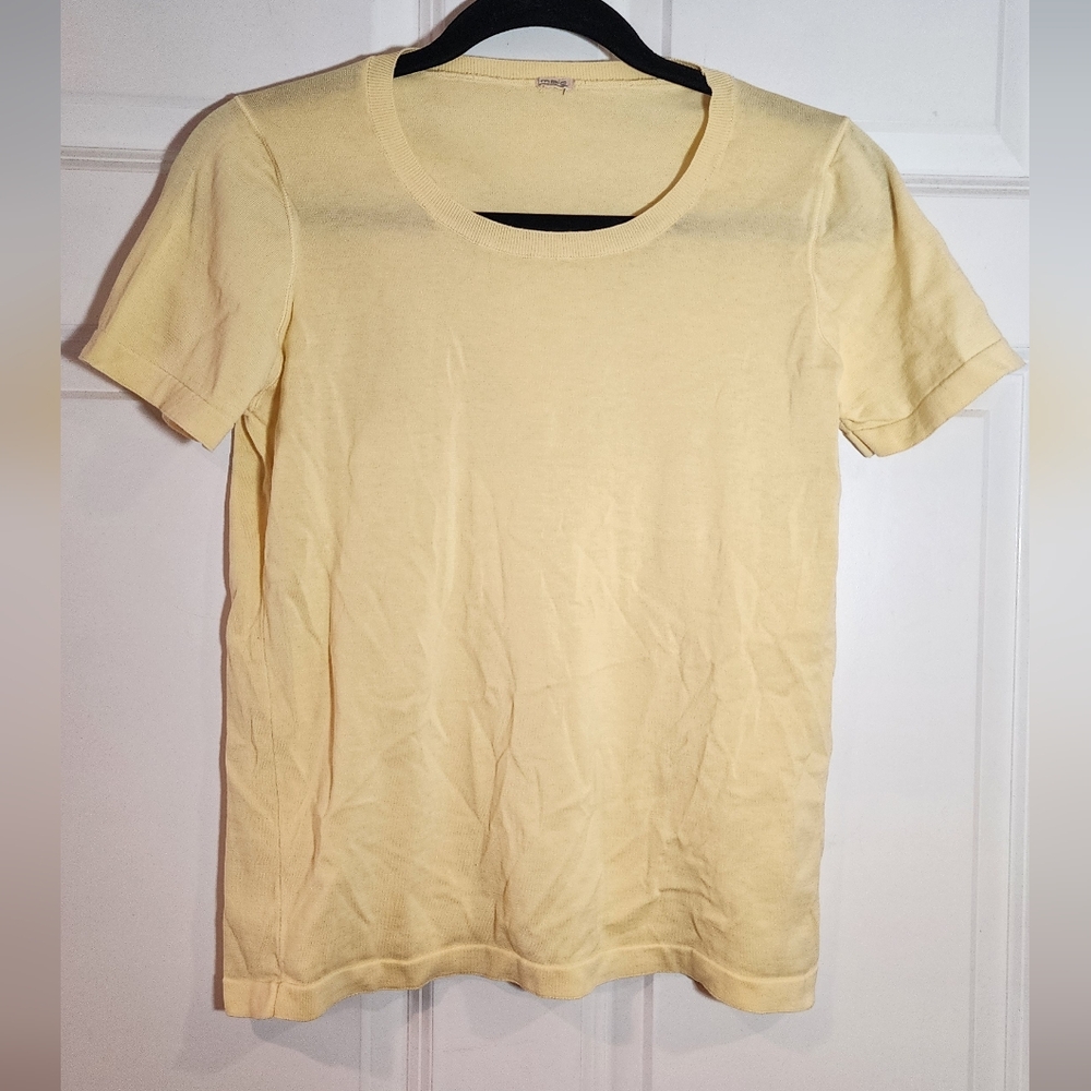 Malo Italy Yellow Cotton Short Sleeve T Shirt Size 44 (US 8/10)